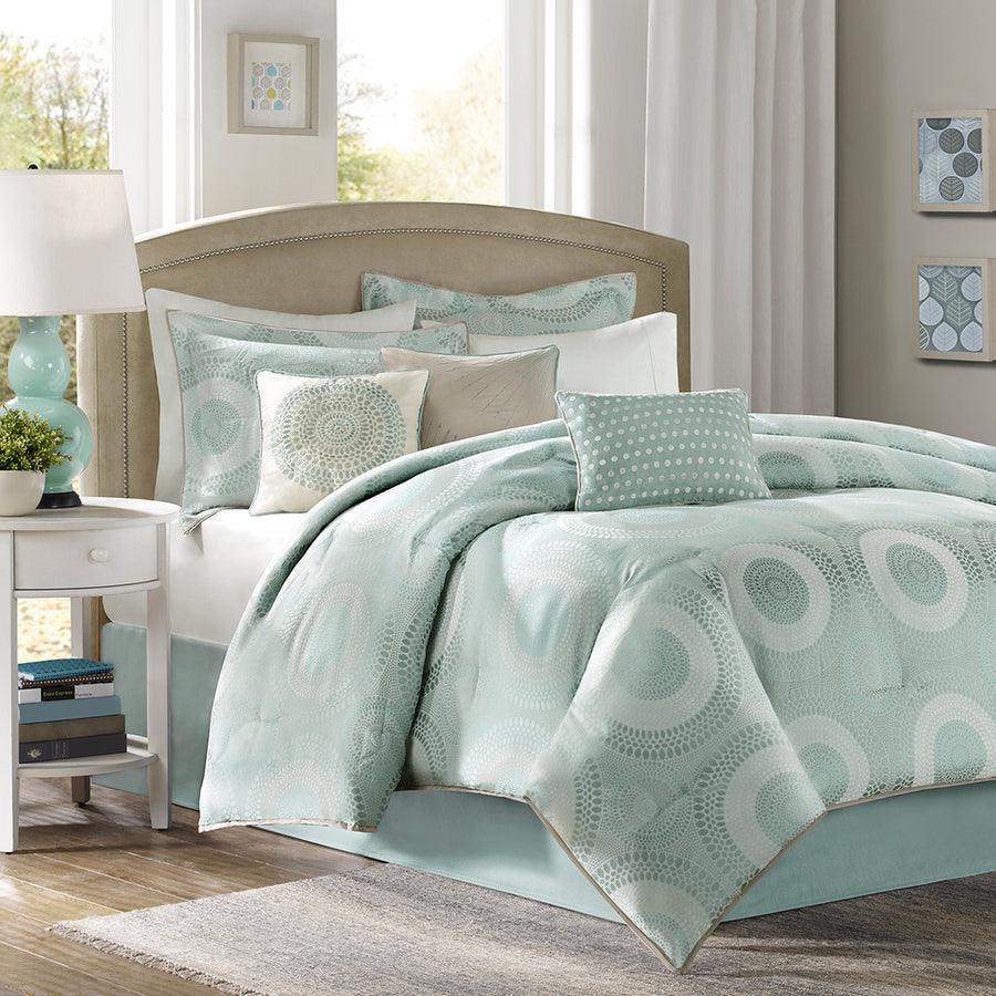 Olliix.com Comforters & Blankets - Baxter King 7 Piece Comforter Set Blue