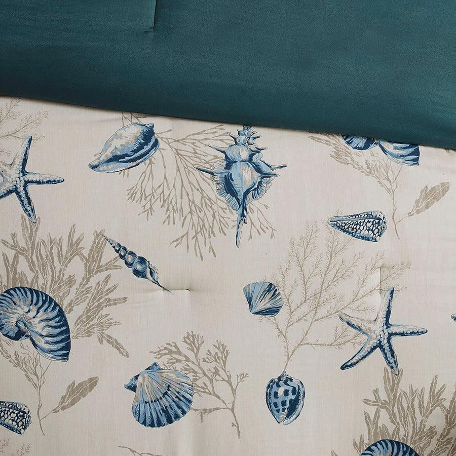 Olliix.com Comforters & Blankets - Bayside 7 Piece Comforter Set Blue Queen