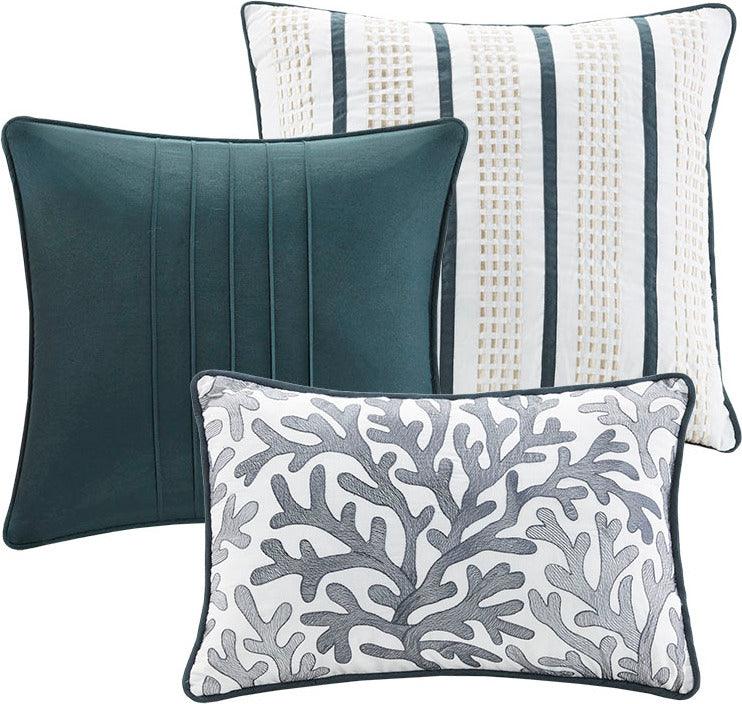 Olliix.com Comforters & Blankets - Bayside Casual 7 Piece Comforter Set Blue Cal King