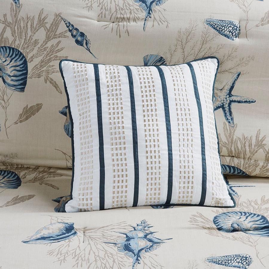 Olliix.com Comforters & Blankets - Bayside Casual 7 Piece Comforter Set Blue Cal King