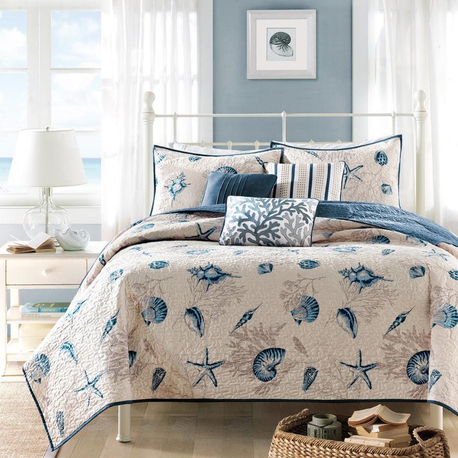 Olliix.com Comforters & Blankets - Bayside Full/Queen Reversible Coverlet Set Blue