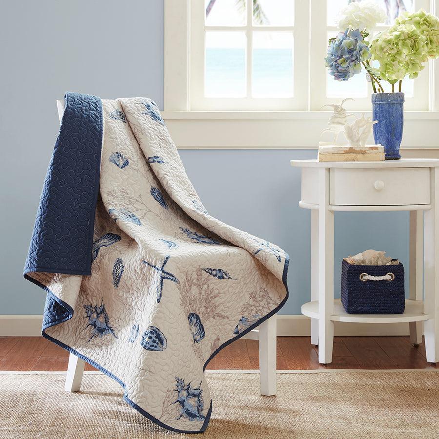Olliix.com Pillows & Throws - Bayside Modern Oversized Quilted Throw 60x70" Blue