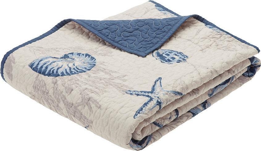 Olliix.com Pillows & Throws - Bayside Modern Oversized Quilted Throw 60x70" Blue