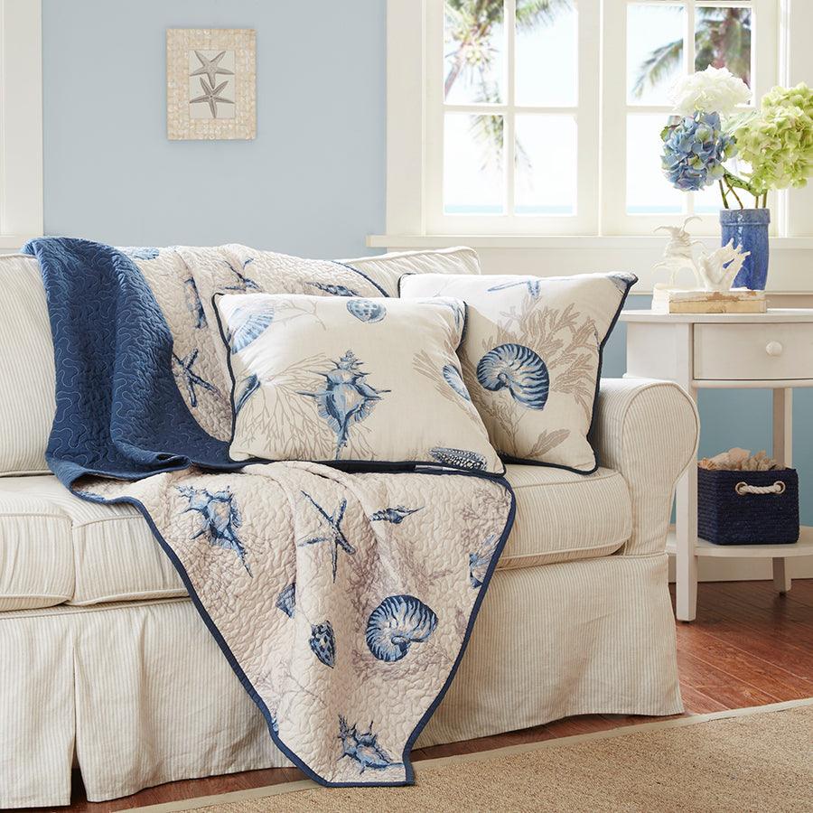 Olliix.com Pillows & Throws - Bayside Modern Oversized Quilted Throw 60x70" Blue