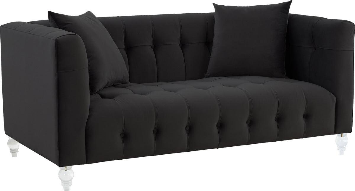 Tov Furniture Loveseats - Bea Black Velvet Loveseat
