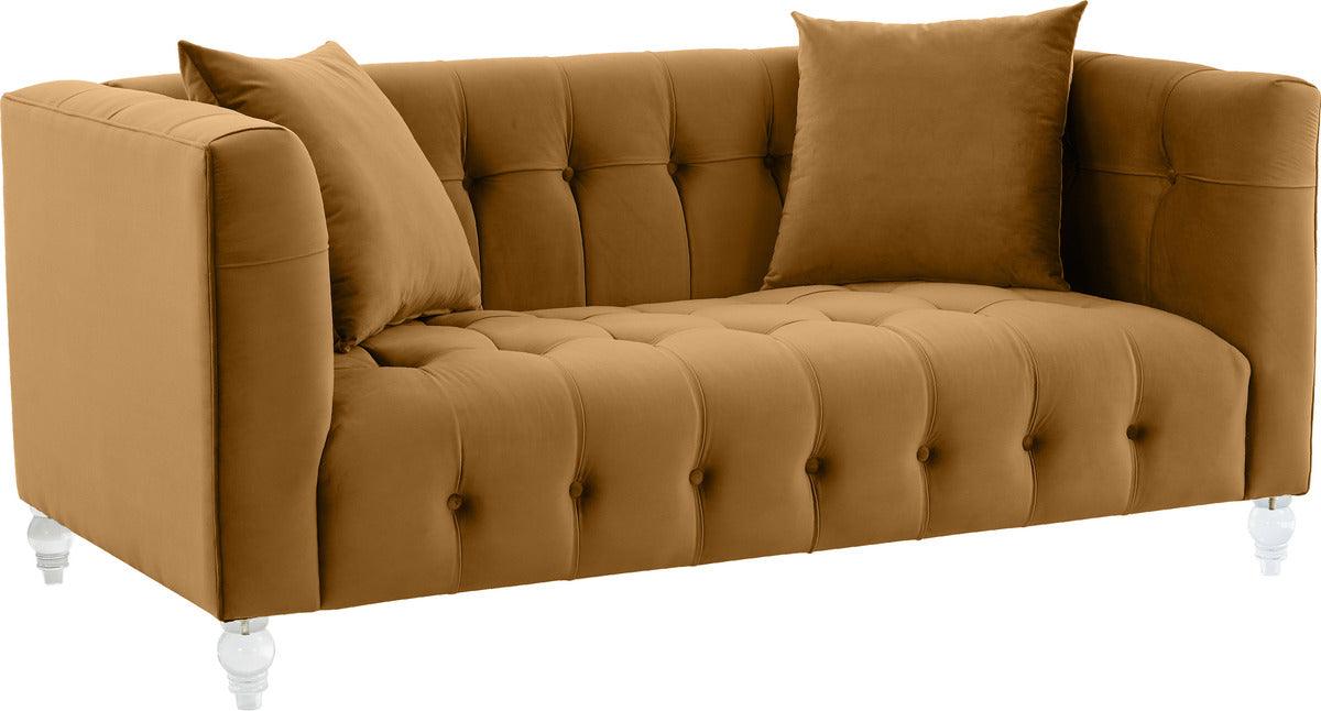Tov Furniture Loveseats - Bea Cognac Velvet Loveseat