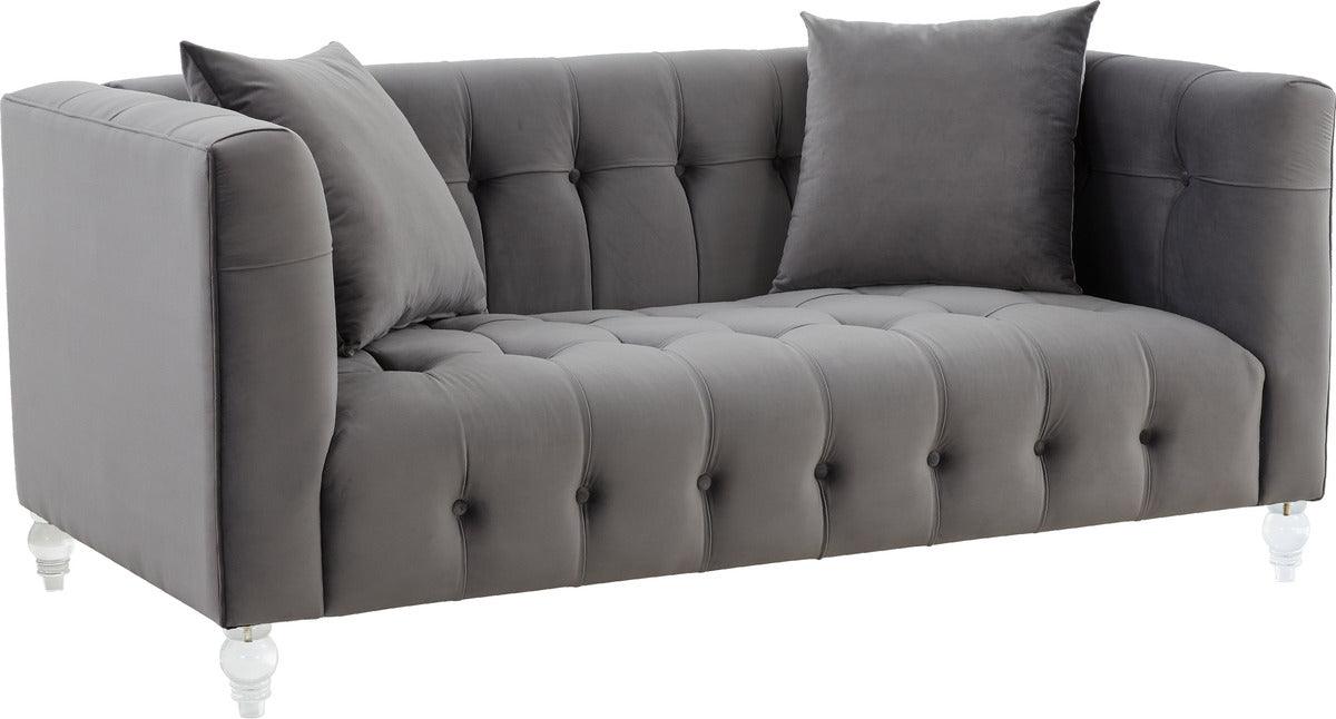 Tov Furniture Loveseats - Bea Grey Velvet Loveseat
