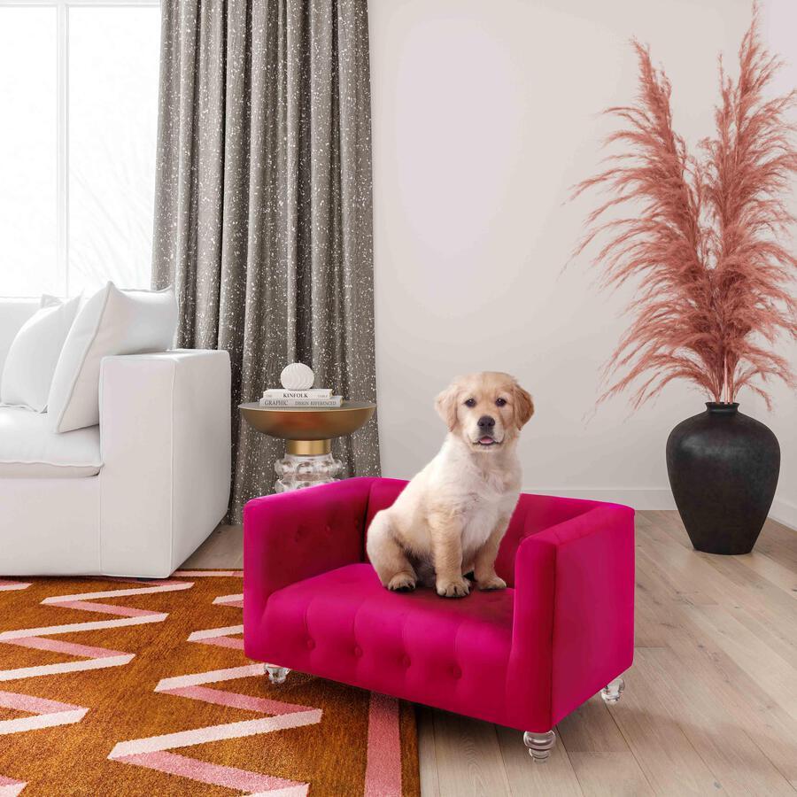 Tov Furniture Dog Beds - Bea Hot Pink Velvet Pet Bed