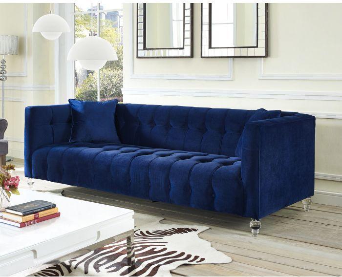 Tov Furniture Sofas & Couches - Bea Navy Velvet Sofa