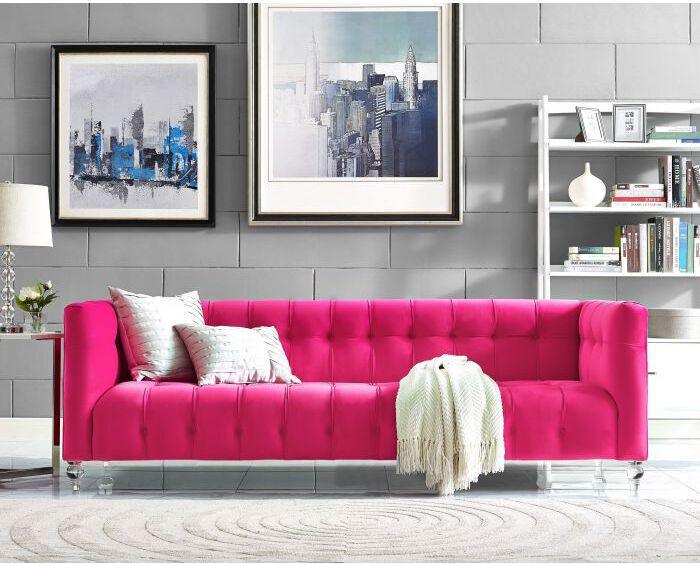 Tov Furniture Sofas & Couches - Bea Pink Velvet Sofa
