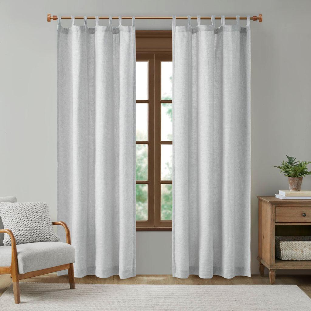 Olliix.com Curtains - Beals 84" Faux Linen Tab Top Panel with Fleece Lining Gray