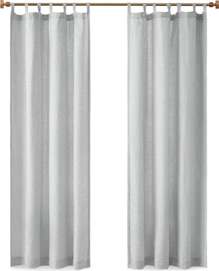 Olliix.com Curtains - Beals 84" Faux Linen Tab Top Panel with Fleece Lining Gray