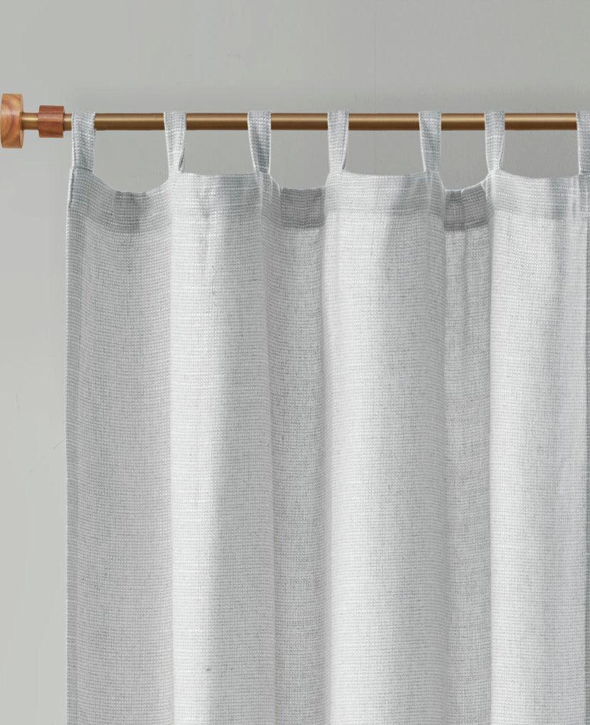 Olliix.com Curtains - Beals 84" Faux Linen Tab Top Panel with Fleece Lining Gray