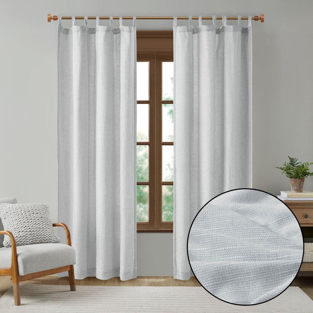 Olliix.com Curtains - Beals 84" Faux Linen Tab Top Panel with Fleece Lining Gray
