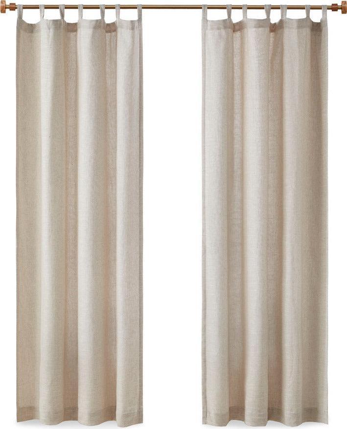 Olliix.com Curtains - Beals 84" Faux Linen Tab Top Panel with Fleece Lining Natural