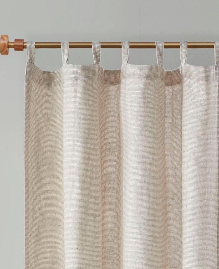 Olliix.com Curtains - Beals 84" Faux Linen Tab Top Panel with Fleece Lining Natural