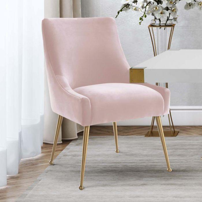 Tov Furniture Accent Chairs - Beatrix Blush Velvet Side Chair