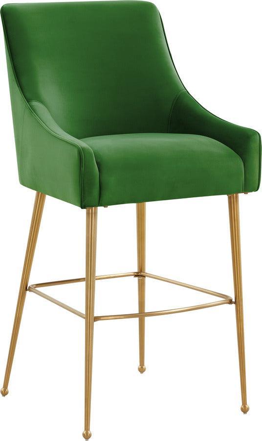 Tov Furniture Barstools - Beatrix Green Velvet Bar Stool - Gold Legs