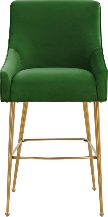 Tov Furniture Barstools - Beatrix Green Velvet Bar Stool - Gold Legs