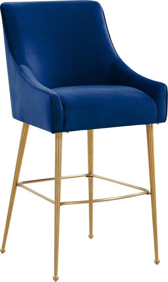 Tov Furniture Barstools - Beatrix Navy Velvet Counter Stool - Gold Legs