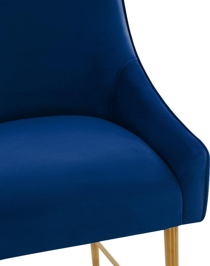 Tov Furniture Barstools - Beatrix Navy Velvet Counter Stool - Gold Legs