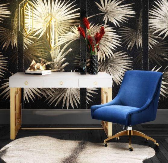 Tov Furniture Task Chairs - Beatrix Office Swivel Chair Navy