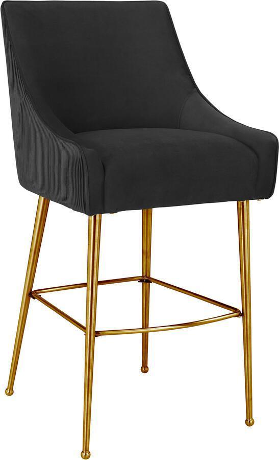 Tov Furniture Barstools - Beatrix Pleated Black Velvet Counter Stool