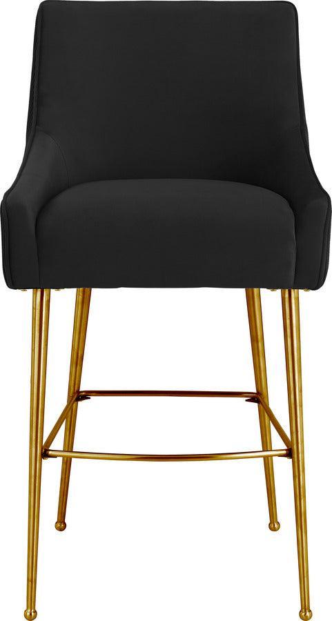 Tov Furniture Barstools - Beatrix Pleated Black Velvet Counter Stool