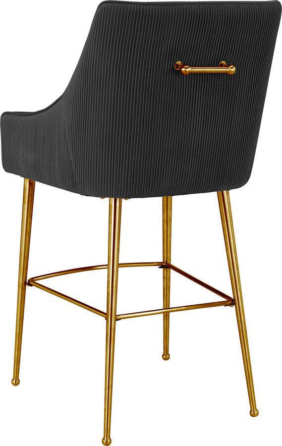 Tov Furniture Barstools - Beatrix Pleated Black Velvet Counter Stool
