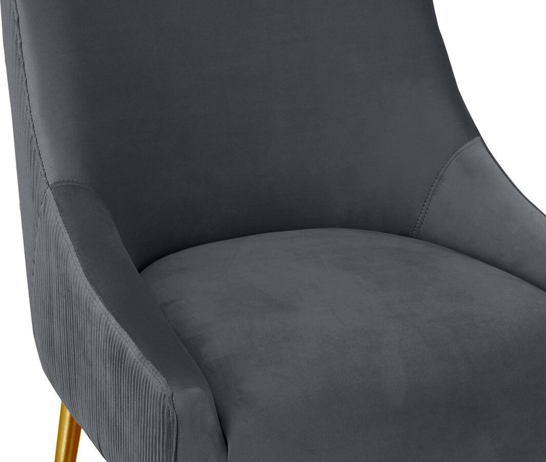 Tov Furniture Barstools - Beatrix Pleated Dark Grey Velvet Bar Stool