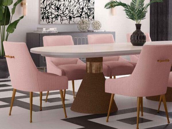 Tov Furniture Dining Chairs - Beatrix Pleated Dining Chair Blush