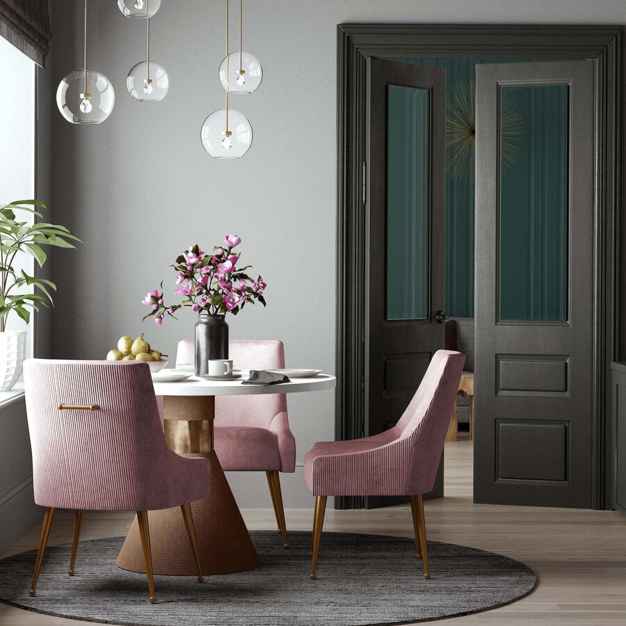 Tov Furniture Dining Chairs - Beatrix Pleated Mauve Velvet Side Chair