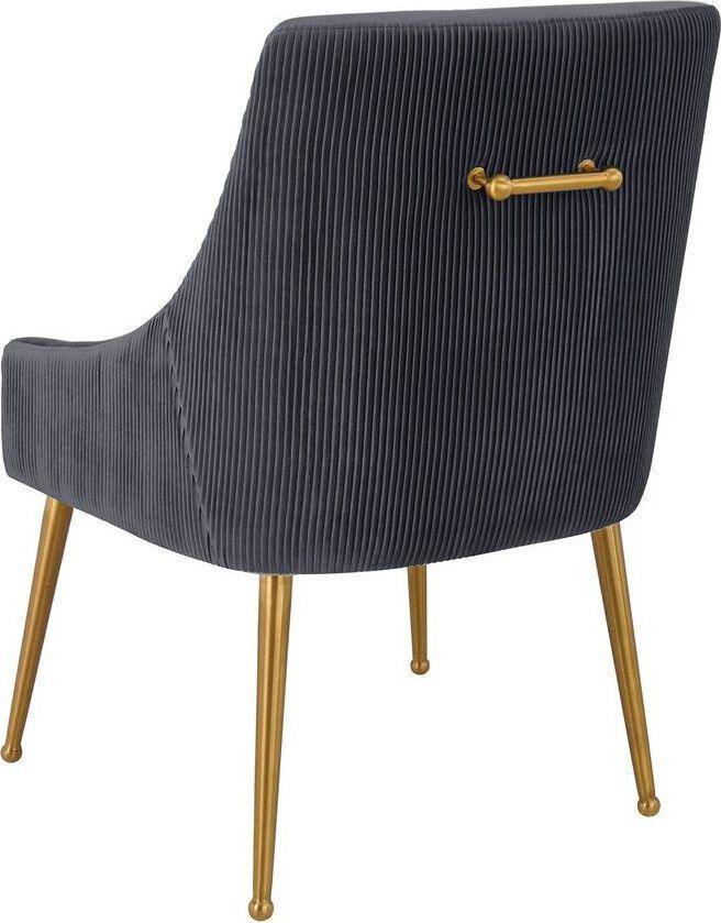 Tov Furniture Dining Chairs - Beatrix Pleated Velvet Side Chair Gray