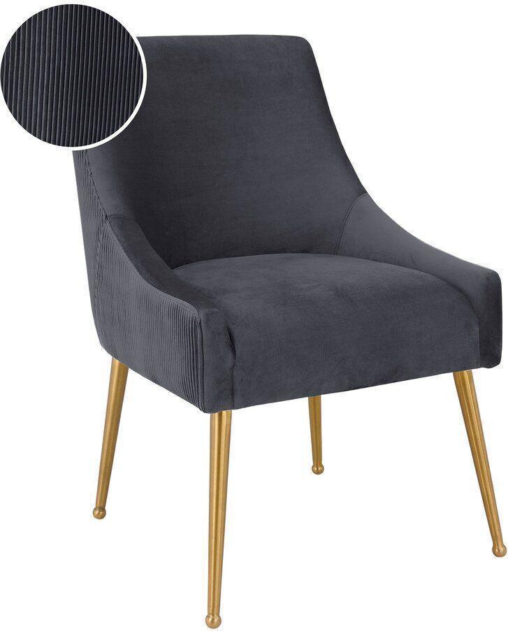 Tov Furniture Dining Chairs - Beatrix Pleated Velvet Side Chair Gray