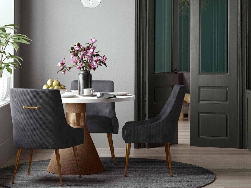 Tov Furniture Dining Chairs - Beatrix Pleated Velvet Side Chair Gray