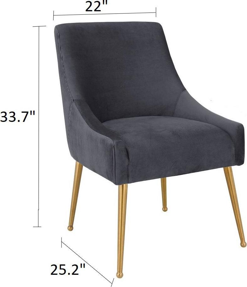 Tov Furniture Dining Chairs - Beatrix Pleated Velvet Side Chair Gray