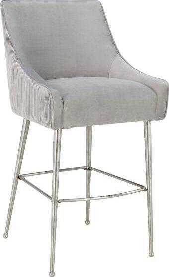 Tov Furniture Barstools - Beatrix Velvet Counter Stool Light Gray