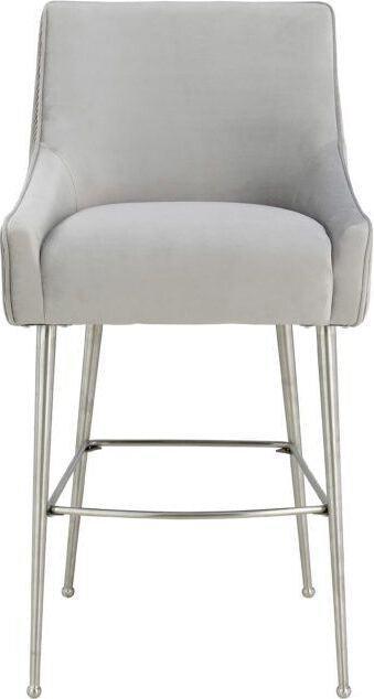 Tov Furniture Barstools - Beatrix Velvet Counter Stool Light Gray