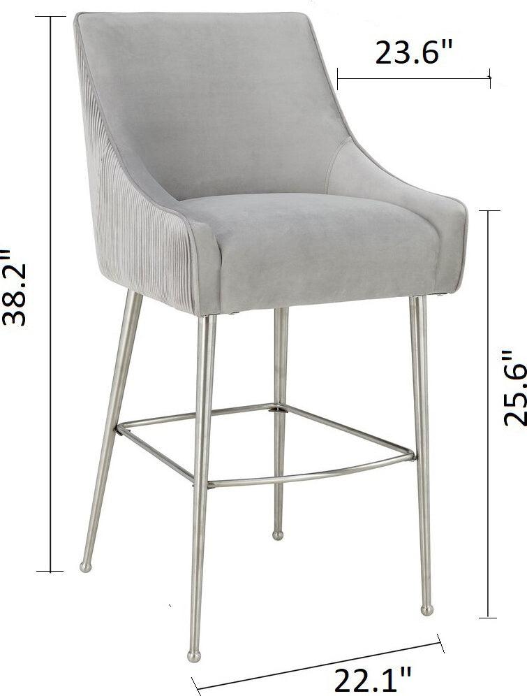 Tov Furniture Barstools - Beatrix Velvet Counter Stool Light Gray