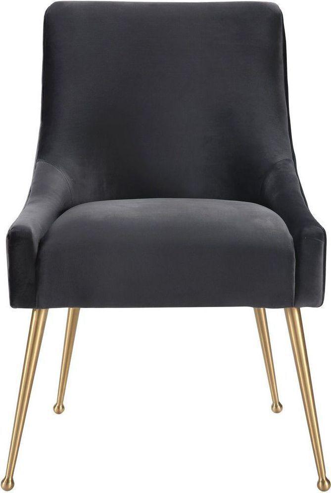 Tov Furniture Dining Chairs - Beatrix Velvet Side Chair Gray & Gold