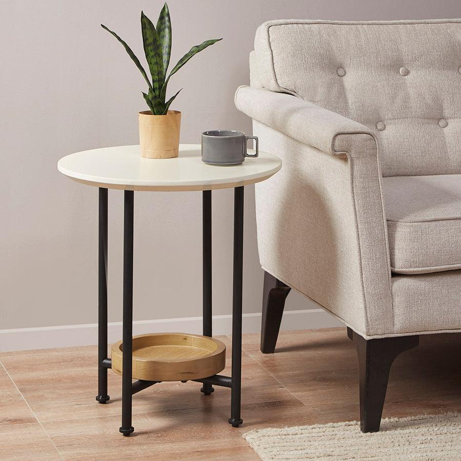 Olliix.com Side & End Tables - Beaumont Modern/Contemporary End Table 20"W x 20"D x 21"H White & Natural
