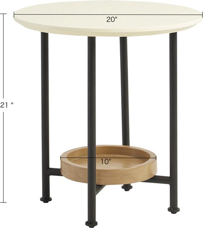 Olliix.com Side & End Tables - Beaumont Modern/Contemporary End Table 20"W x 20"D x 21"H White & Natural