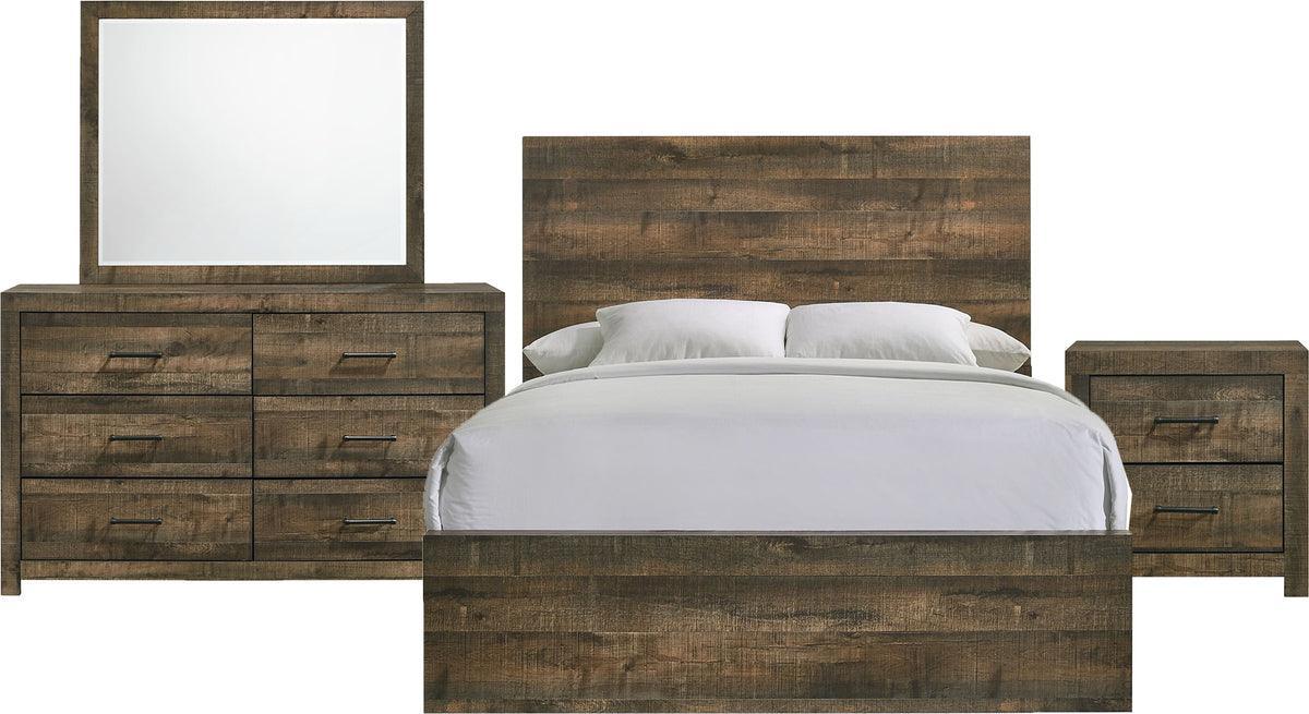 Elements Bedroom Sets - Beckett Full Panel 4PC Bedroom Set Walnut
