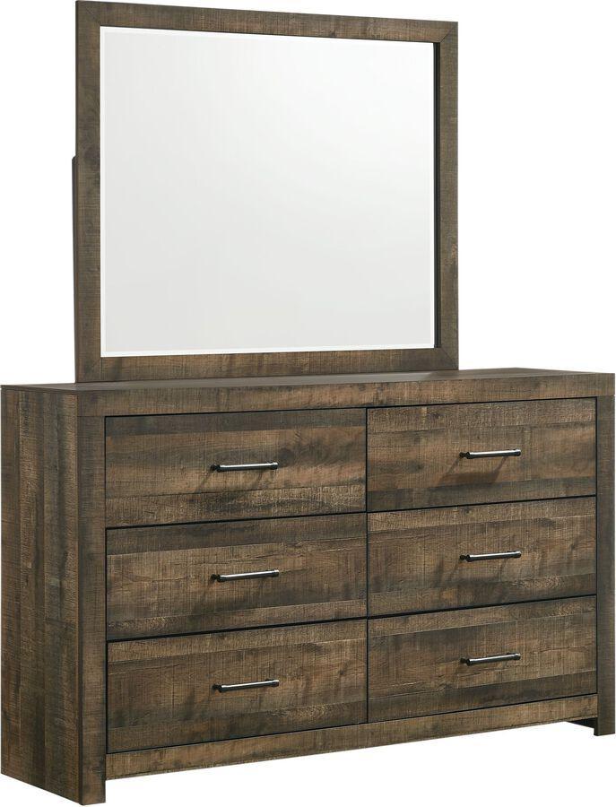 Elements Bedroom Sets - Beckett King Bookcase Panel 4PC Bedroom Set with Bluetooth Walnut
