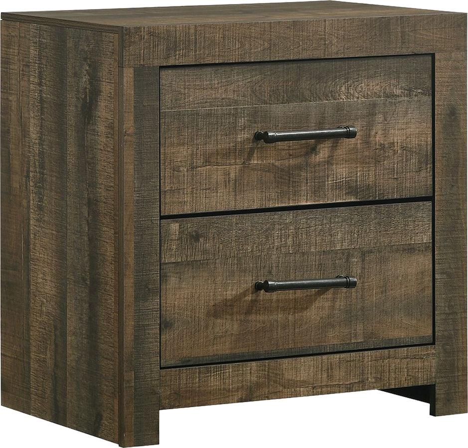Elements Bedroom Sets - Beckett King Bookcase Panel 4PC Bedroom Set with Bluetooth Walnut