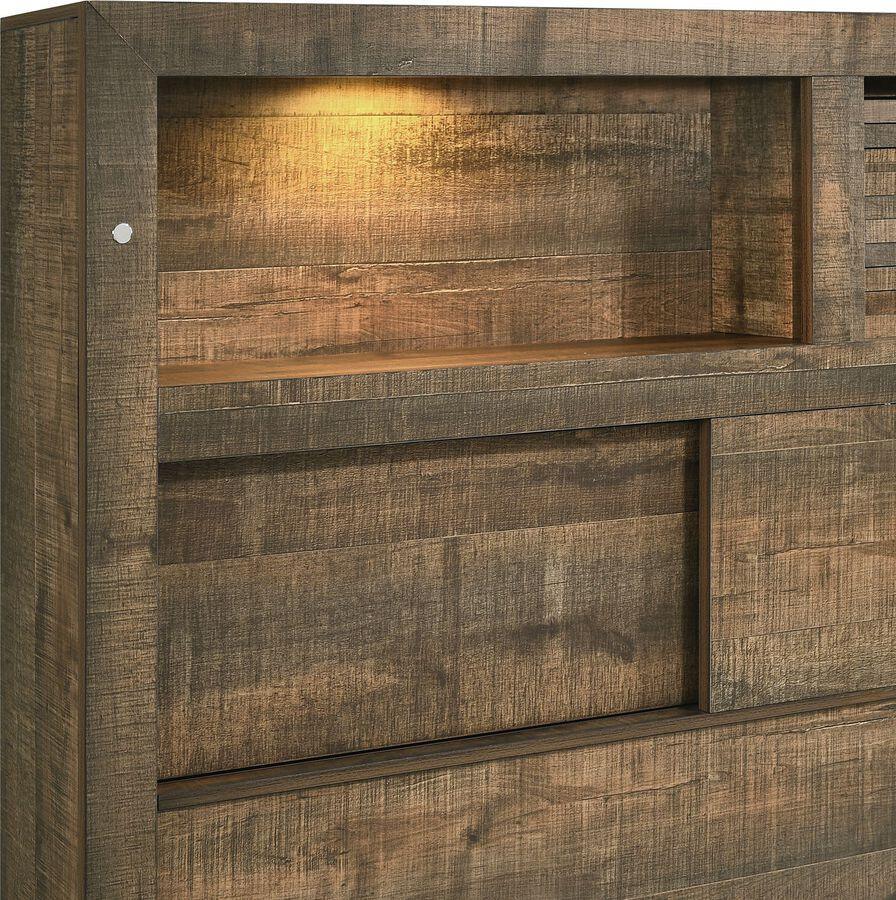 Elements Beds - Beckett King Bookcase Panel Bed with Bluetooth Walnut