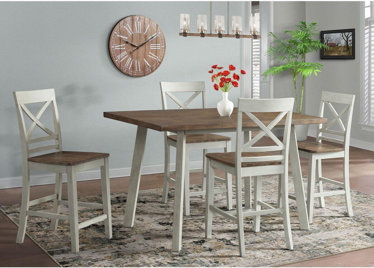Elements Dining Sets - Bedford 5PC Counter Height Dining Set-Table & Four Chairs Brown &Gray