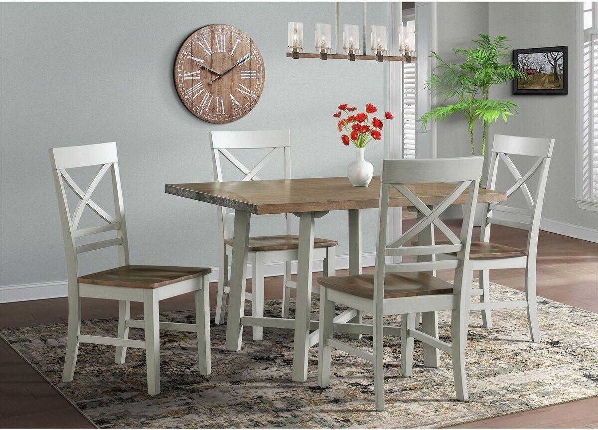 Elements Dining Sets - Bedford 5PC Standard Height Dining Set-Table & Four Chairs Brown & White