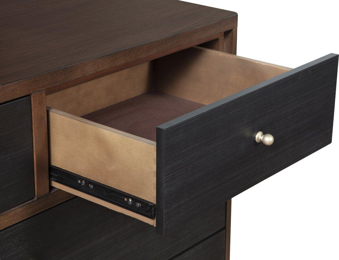 Alpine Furniture Dressers - Belham 7 Drawer Dresser Walnut & Black