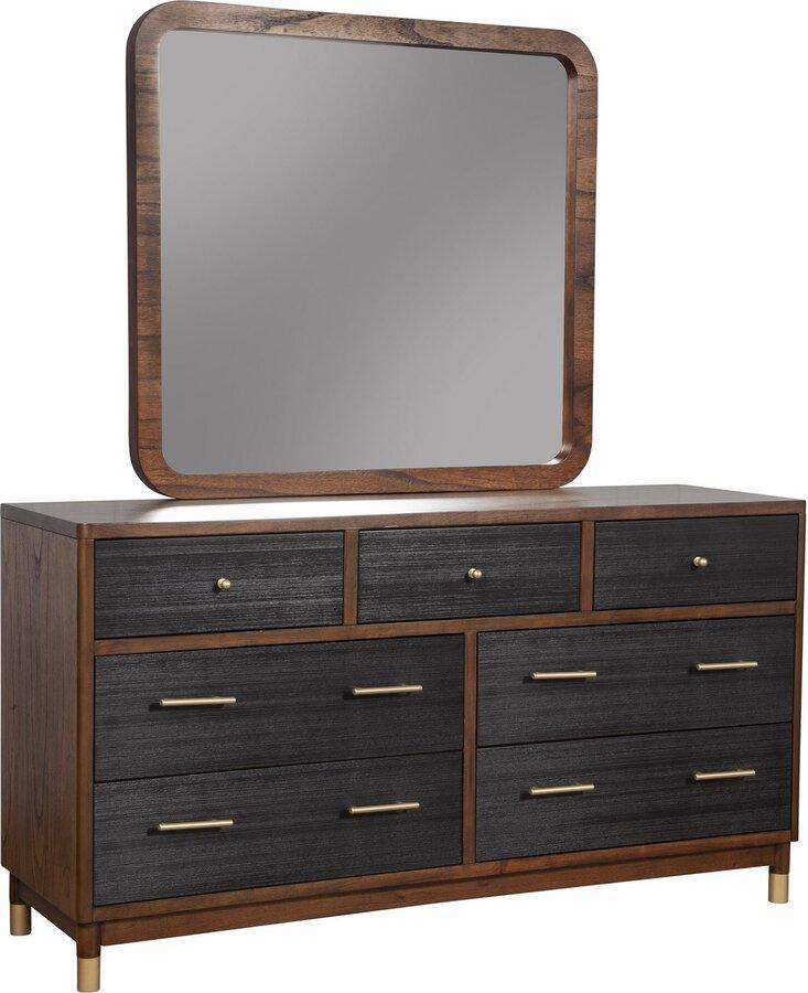 Alpine Furniture Dressers - Belham 7 Drawer Dresser Walnut & Black